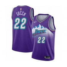 Men's Utah Jazz #22 Jeff Green Authentic Purple Hardwood Classics Basketball Jersey