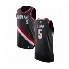 Men's Portland Trail Blazers #5 Rodney Hood Authentic Black Basketball Jersey - Icon Edition