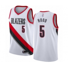 Men's Portland Trail Blazers #5 Rodney Hood Authentic White Basketball Jersey - Association Edition