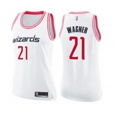 Women's Washington Wizards #21 Moritz Wagner Swingman White Pink Fashion Basketball Jersey