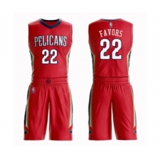 Men's New Orleans Pelicans #22 Derrick Favors Swingman Red Basketball Suit Jersey Statement Edition