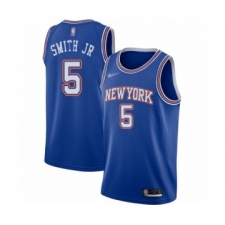 Men's New York Knicks #5 Dennis Smith Jr. Authentic Blue Basketball Jersey - Statement Edition
