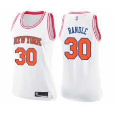 Women's New York Knicks #30 Julius Randle Swingman White Pink Fashion Basketball Jersey