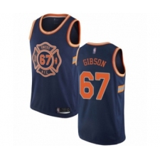 Men's New York Knicks #67 Taj Gibson Authentic Navy Blue Basketball Jersey - City Edition