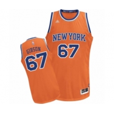 Men's New York Knicks #67 Taj Gibson Authentic Orange Alternate Basketball Jersey
