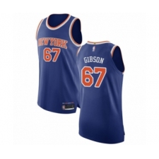 Men's New York Knicks #67 Taj Gibson Authentic Royal Blue Basketball Jersey - Icon Edition