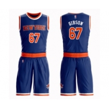 Men's New York Knicks #67 Taj Gibson Swingman Royal Blue Basketball Suit Jersey - Icon Edition