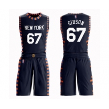 Women's New York Knicks #67 Taj Gibson Swingman Navy Blue Basketball Suit Jersey - City Edition