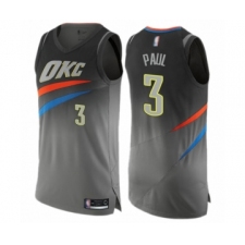 Men's Oklahoma City Thunder #3 Chris Paul Authentic Gray Basketball Jersey - City Edition