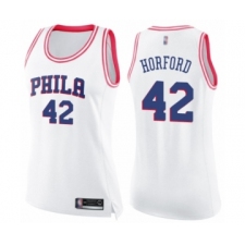 Women's Philadelphia 76ers #42 Al Horford Swingman White Pink Fashion Basketball Jersey