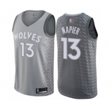Men's Minnesota Timberwolves #13 Shabazz Napier Authentic Gray Basketball Jersey - City Edition