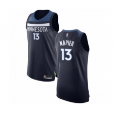 Men's Minnesota Timberwolves #13 Shabazz Napier Authentic Navy Blue Basketball Jersey - Icon Edition