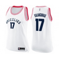 Women's Memphis Grizzlies #17 Jonas Valanciunas Swingman White Pink Fashion Basketball Jersey