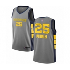 Men's Memphis Grizzlies #25 Miles Plumlee Authentic Gray Basketball Jersey - City Edition