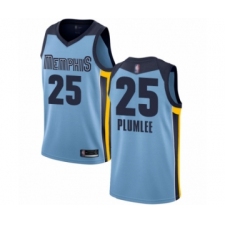 Men's Memphis Grizzlies #25 Miles Plumlee Authentic Light Blue Basketball Jersey Statement Edition
