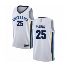 Women's Memphis Grizzlies #25 Miles Plumlee Authentic White Basketball Jersey - Association Edition