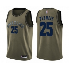 Youth Memphis Grizzlies #25 Miles Plumlee Swingman Green Salute to Service Basketball Jersey