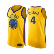 Men's Golden State Warriors #4 Omari Spellman Authentic Gold Basketball Jersey - City Edition