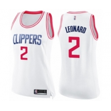 Women's Los Angeles Clippers #2 Kawhi Leonard Swingman White Pink Fashion Basketball Jersey