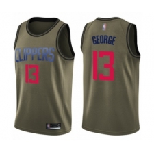 Men's Los Angeles Clippers #13 Paul George Swingman Green Salute to Service Basketball Jersey