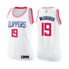Women's Los Angeles Clippers #19 Rodney McGruder Swingman White Pink Fashion Basketball Jersey
