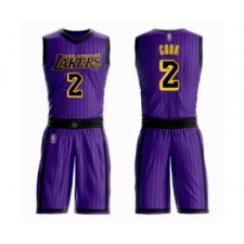 Men's Los Angeles Lakers #2 Quinn Cook Swingman Purple Basketball Suit Jersey - City Edition