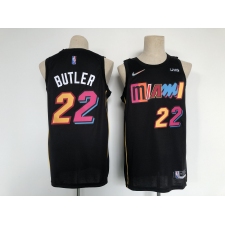 Men's Miami Heat 2021-22 City Edition #22 Jimmy Butler Black Stitched Basketball Jersey