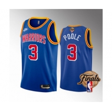 Mens Golden State Warriors #3 Jordan Poole 2022 Royal NBA Finals Stitched Jersey