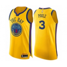 Men's Golden State Warriors #3 Jordan Poole Authentic Gold Basketball Jersey - City Edition