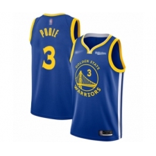 Men's Golden State Warriors #3 Jordan Poole Authentic Royal Finished Basketball Jersey - Icon Edition