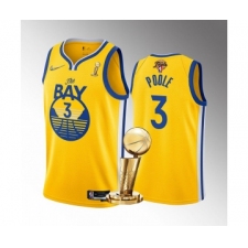 Men's Golden State Warriors #3 Jordan Poole Gold 2022 NBA Finals Champions Stitched Jersey