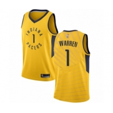 Men's Indiana Pacers #1 T.J. Warren Authentic Gold Basketball Jersey Statement Edition