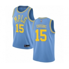 Men's Los Angeles Lakers #15 DeMarcus Cousins Authentic Blue Hardwood Classics Basketball Jersey