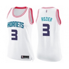 Women's Charlotte Hornets #3 Terry Rozier Swingman White Pink Fashion Basketball Jersey