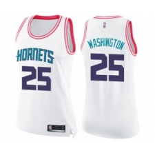 Women's Charlotte Hornets #25 PJ Washington Swingman White Pink Fashion Basketball Jerse