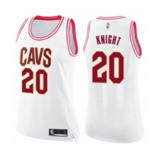 Women's Cleveland Cavaliers #20 Brandon Knight Swingman White Pink Fashion Basketball Jersey