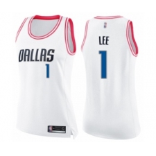 Women's Dallas Mavericks #1 Courtney Lee Swingman White Pink Fashion Basketball Jersey