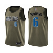 Men's Dallas Mavericks #6 Kristaps Porzingis Swingman Green Salute to Service Basketball Jersey