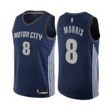 Men's Detroit Pistons #8 Markieff Morris Authentic Navy Blue Basketball Jersey - City Edition
