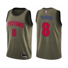 Men's Detroit Pistons #8 Markieff Morris Swingman Green Salute to Service Basketball Jersey