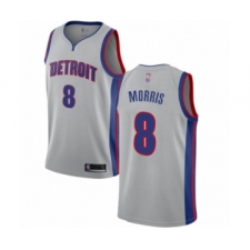 Women's Detroit Pistons #8 Markieff Morris Authentic Silver Basketball Jersey Statement Edition