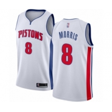 Women's Detroit Pistons #8 Markieff Morris Authentic White Basketball Jersey - Association Edition
