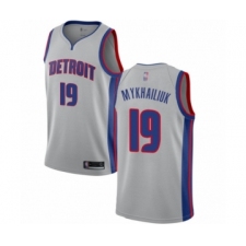 Men's Detroit Pistons #19 Sviatoslav Mykhailiuk Authentic Silver Basketball Jersey Statement Edition