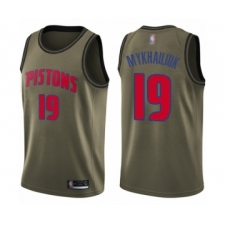 Youth Detroit Pistons #19 Sviatoslav Mykhailiuk Swingman Green Salute to Service Basketball Jersey
