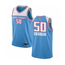 Men's Sacramento Kings #50 Caleb Swanigan Authentic Blue Basketball Jersey - 2018-19 City Edition