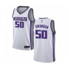 Men's Sacramento Kings #50 Caleb Swanigan Authentic White Basketball Jersey - Association Edition