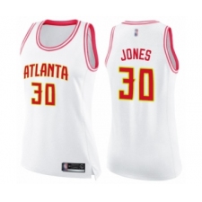 Women's Atlanta Hawks #30 Damian Jones Swingman White Pink Fashion Basketball Jersey