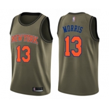 Men's New York Knicks #13 Marcus Morris Swingman Green Salute to Service Basketball Jersey