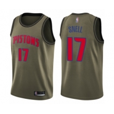 Men's Detroit Pistons #17 Tony Snell Swingman Green Salute to Service Basketball Jersey