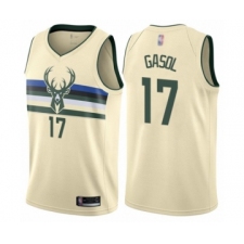 Women's Milwaukee Bucks #17 Pau Gasol Swingman Cream Basketball Jersey - City Edition